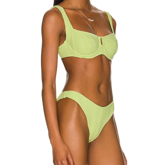 L*SPACE Cabana Bikini Bottom | Size S | NWT | Mojito Green | Bitsy Cut | Ribbed - Picture 3 of 4